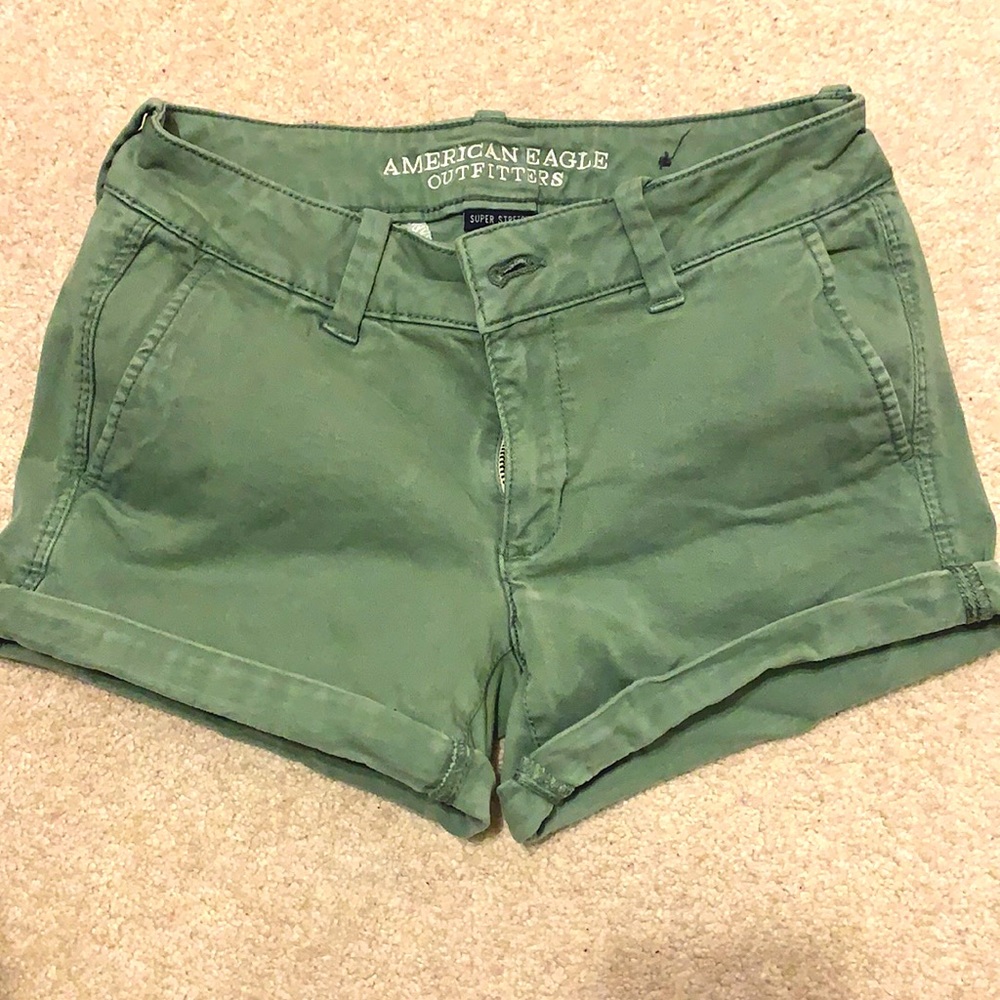American Eagle Super Stretch Green Midi Shorts